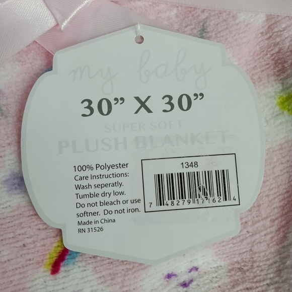 My Baby Girl Super Soft Pink Plush Blanket Unicorns 30 X 30 & Washcloth Bundle - Picture 6 of 8